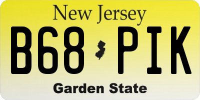 NJ license plate B68PIK