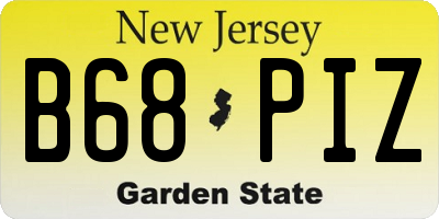 NJ license plate B68PIZ