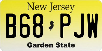 NJ license plate B68PJW