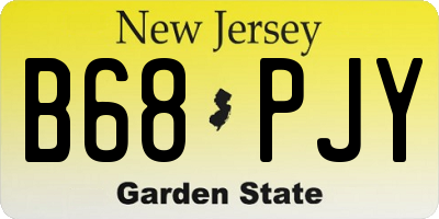 NJ license plate B68PJY