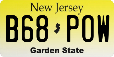 NJ license plate B68POW