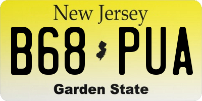 NJ license plate B68PUA