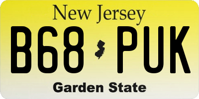 NJ license plate B68PUK