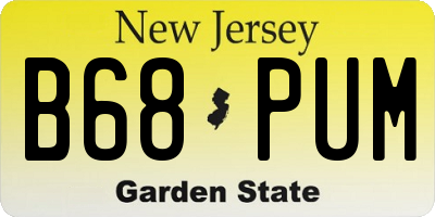 NJ license plate B68PUM