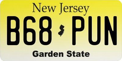 NJ license plate B68PUN