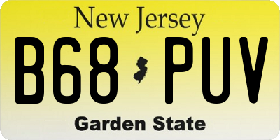 NJ license plate B68PUV