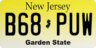 NJ license plate B68PUW