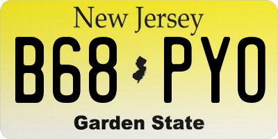 NJ license plate B68PYO