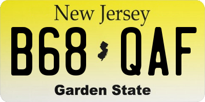 NJ license plate B68QAF