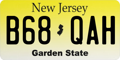 NJ license plate B68QAH