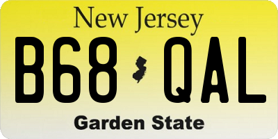 NJ license plate B68QAL