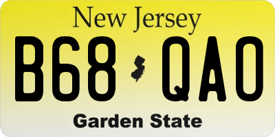 NJ license plate B68QAO