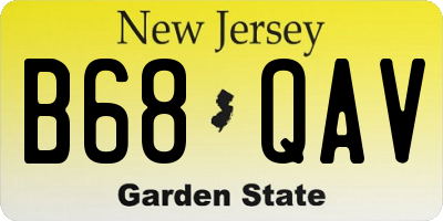 NJ license plate B68QAV