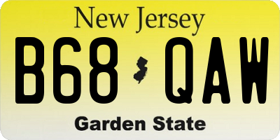 NJ license plate B68QAW