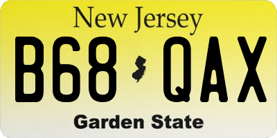 NJ license plate B68QAX