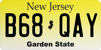 NJ license plate B68QAY