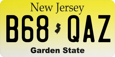 NJ license plate B68QAZ