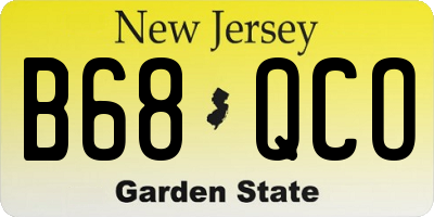 NJ license plate B68QCO