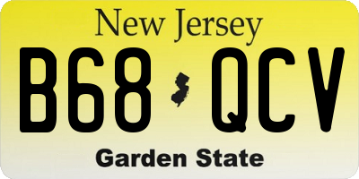 NJ license plate B68QCV