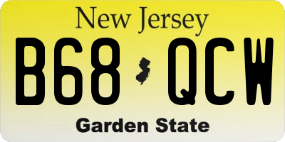 NJ license plate B68QCW
