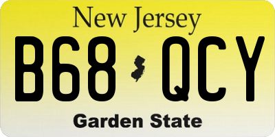 NJ license plate B68QCY