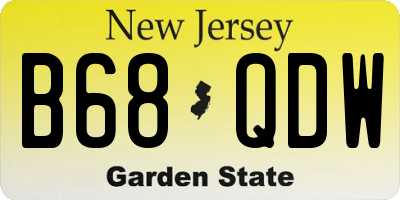 NJ license plate B68QDW
