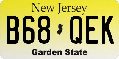 NJ license plate B68QEK