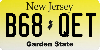 NJ license plate B68QET