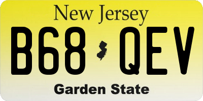 NJ license plate B68QEV