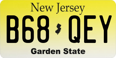 NJ license plate B68QEY