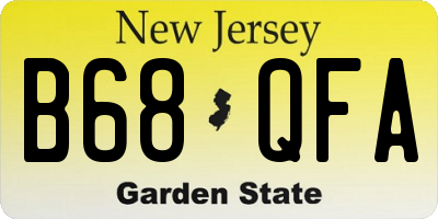NJ license plate B68QFA