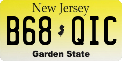 NJ license plate B68QIC