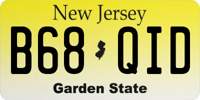 NJ license plate B68QID