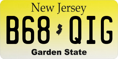 NJ license plate B68QIG
