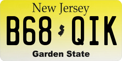 NJ license plate B68QIK