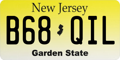 NJ license plate B68QIL