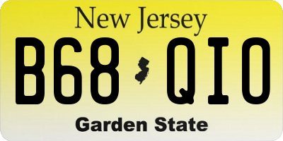 NJ license plate B68QIO
