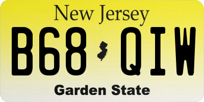 NJ license plate B68QIW