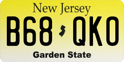 NJ license plate B68QKO