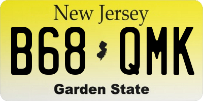 NJ license plate B68QMK
