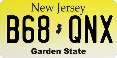 NJ license plate B68QNX
