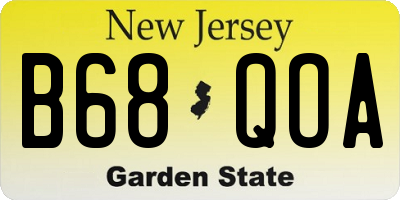 NJ license plate B68QOA