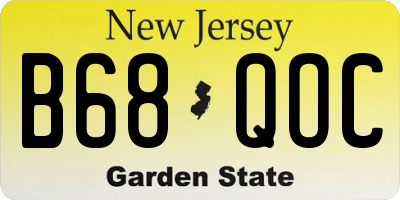 NJ license plate B68QOC