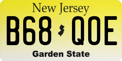 NJ license plate B68QOE