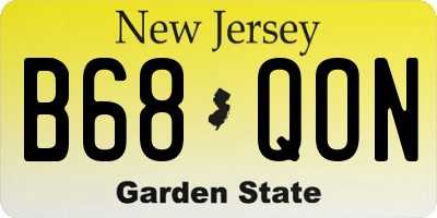 NJ license plate B68QON