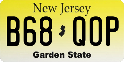 NJ license plate B68QOP