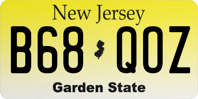 NJ license plate B68QOZ