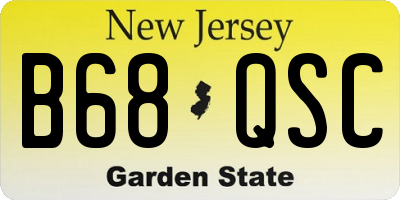 NJ license plate B68QSC