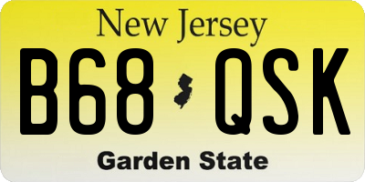 NJ license plate B68QSK