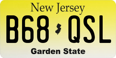 NJ license plate B68QSL